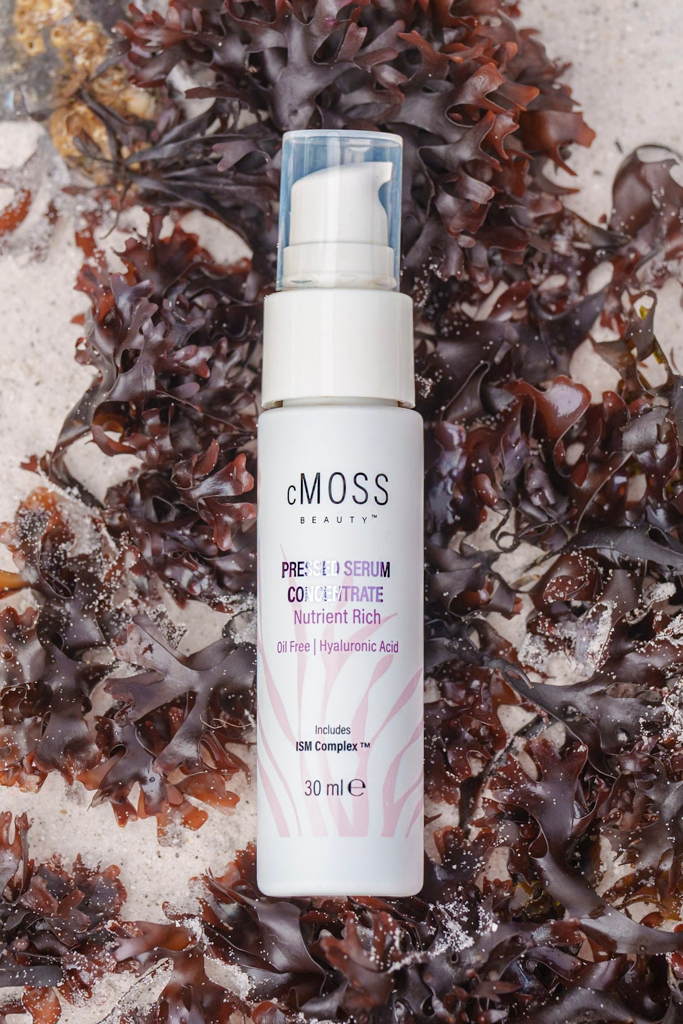 cmoss pressed serum concentrate over bed of irish sea moss