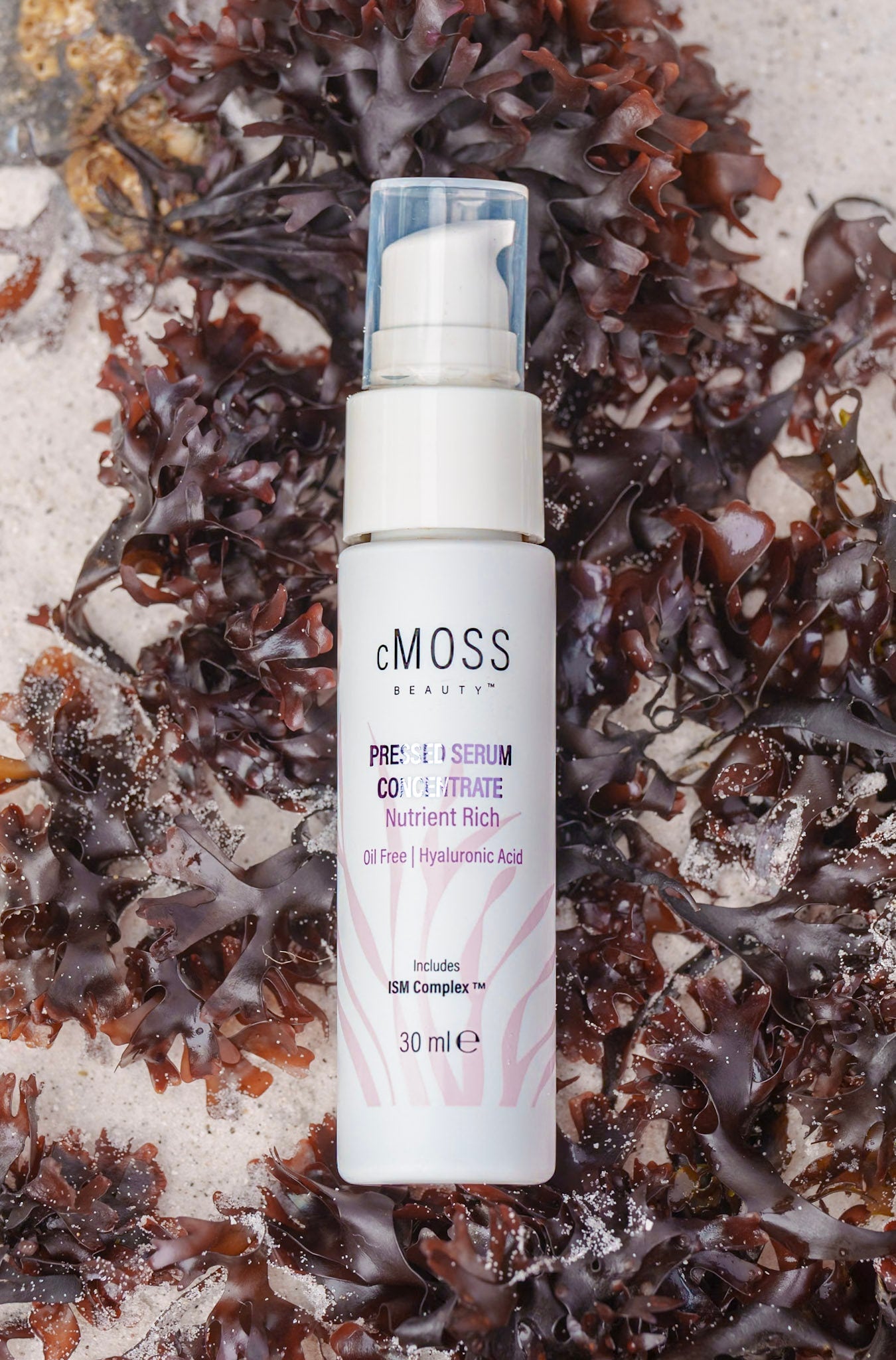 cmoss pressed serum concentrate over bed of irish sea moss